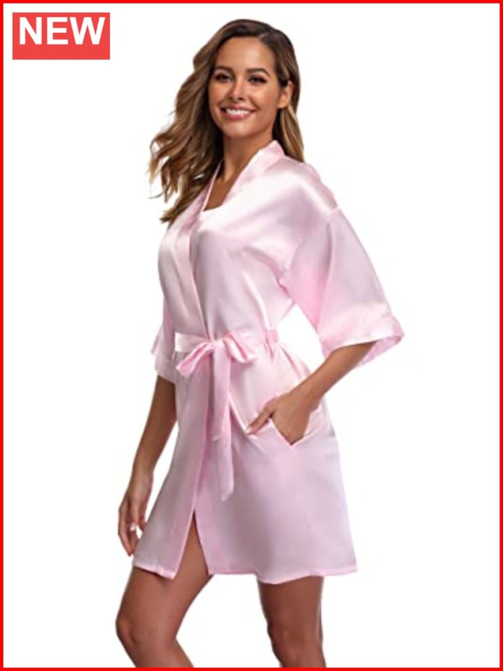 Womens Satin Robe Silky Kimono Short Bridesmaid Bathrobe